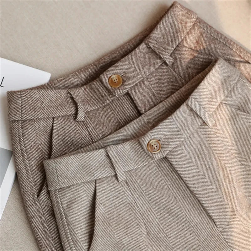 Herringbone Tapered Trousers