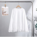Lace-Hem Satin Blouse