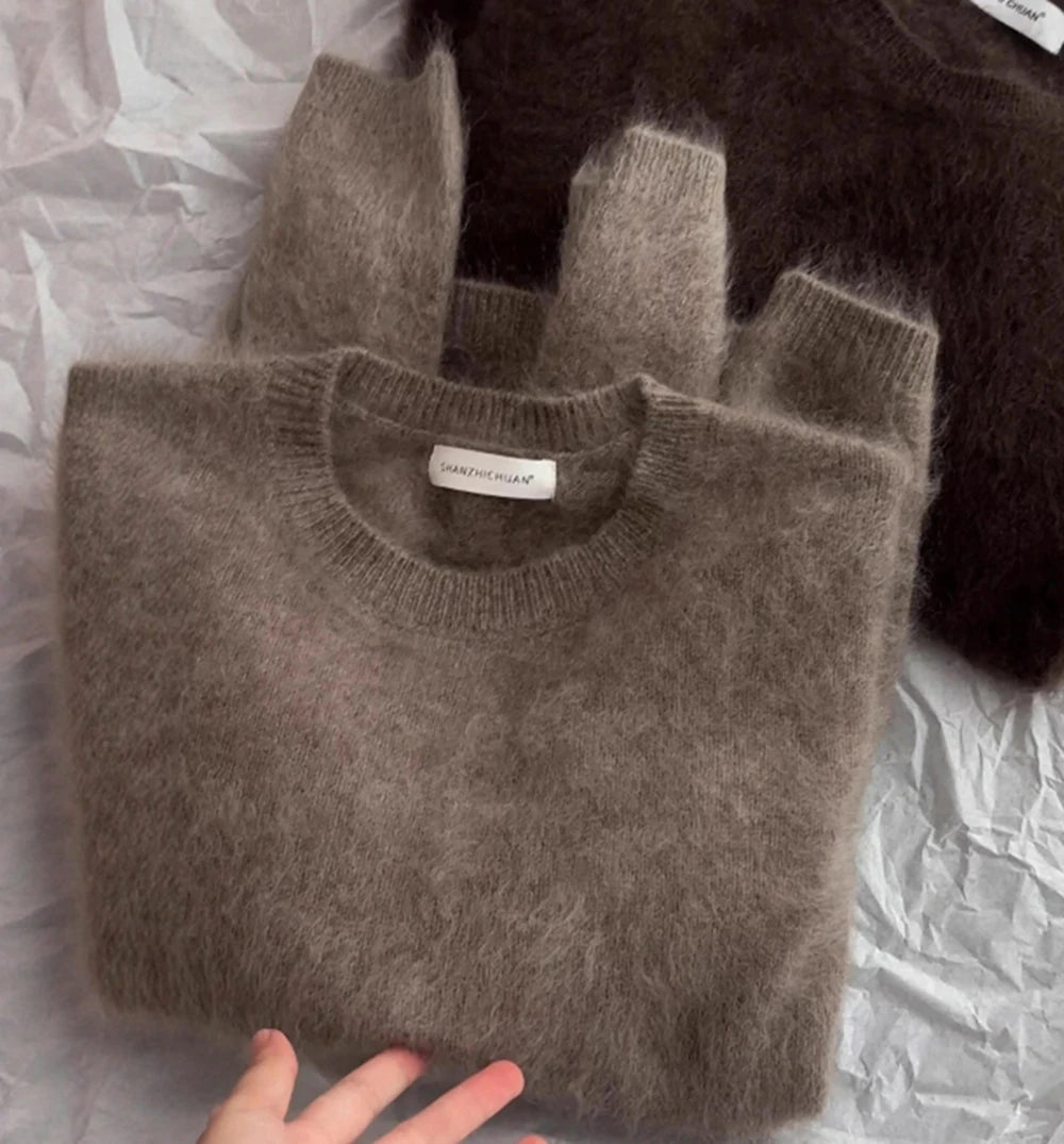 Brushed Knit Crew-Neck Sweater