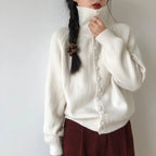 Stand-Collar Button Cardigan