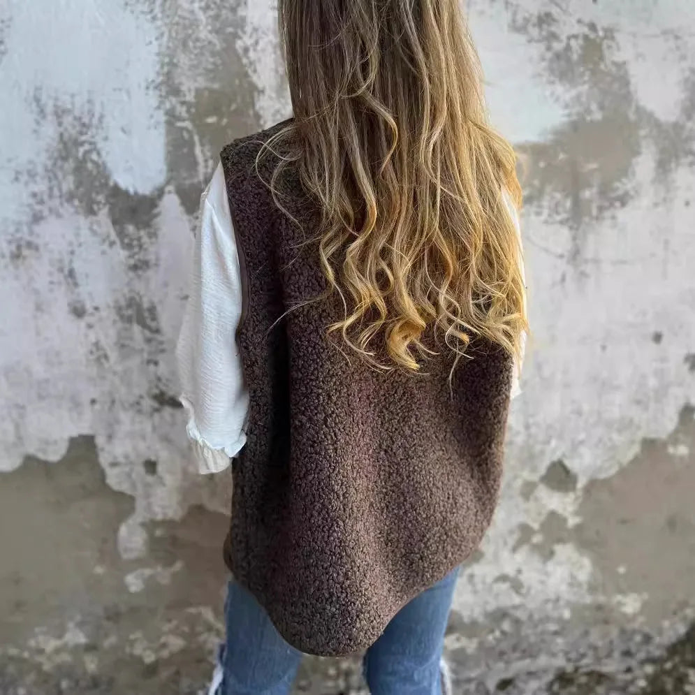 Button-Front Sherpa Vest