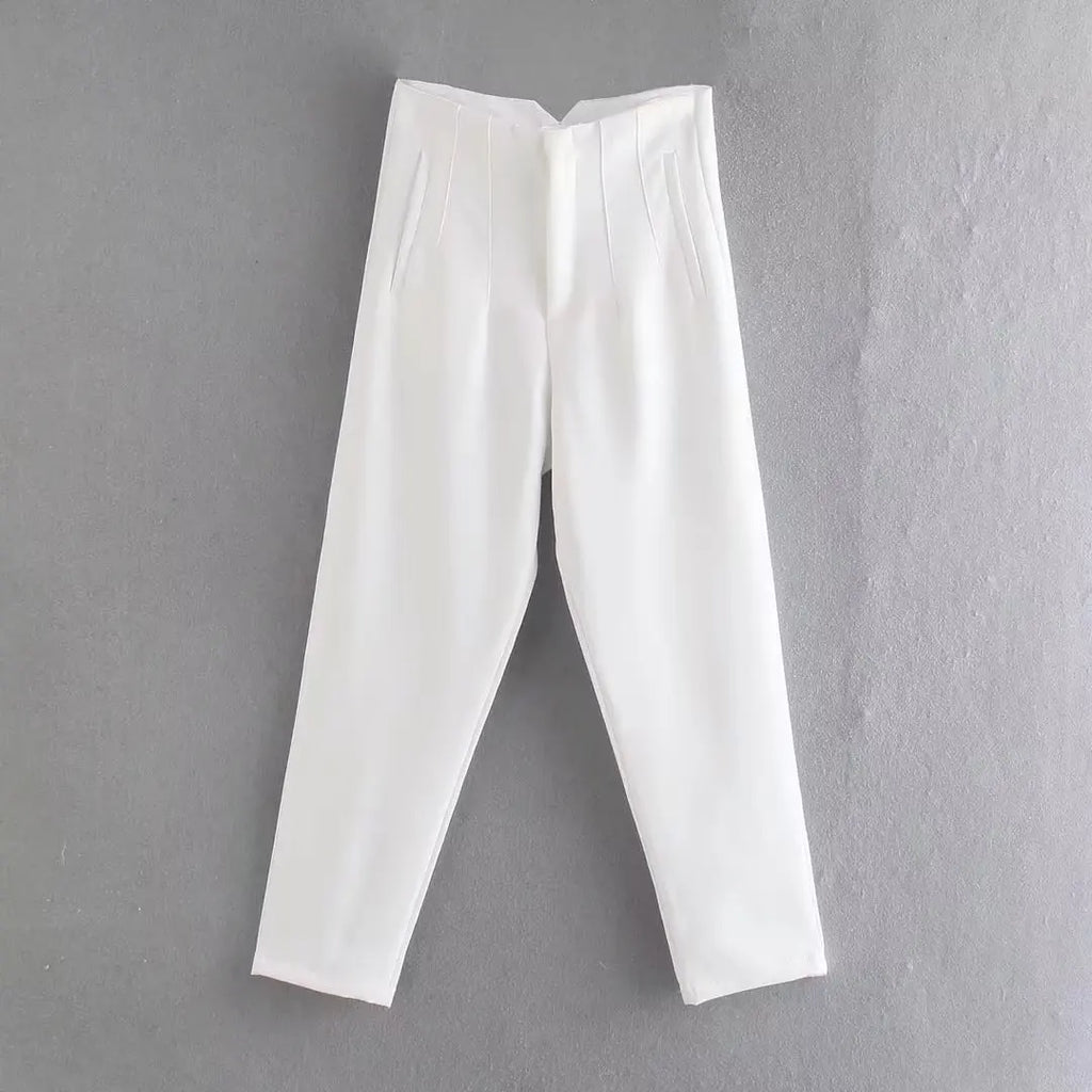High-Waist Straight Trousers