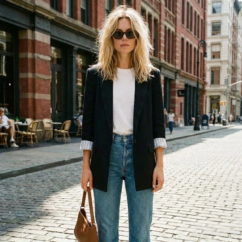 Relaxed Single-Button Blazer