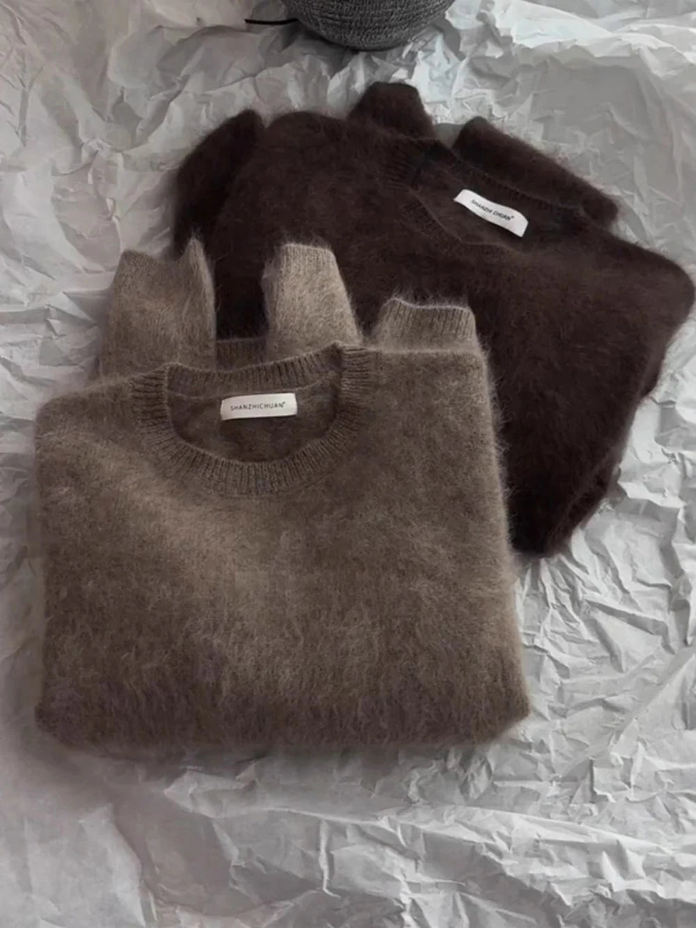 Brushed Knit Crew-Neck Sweater