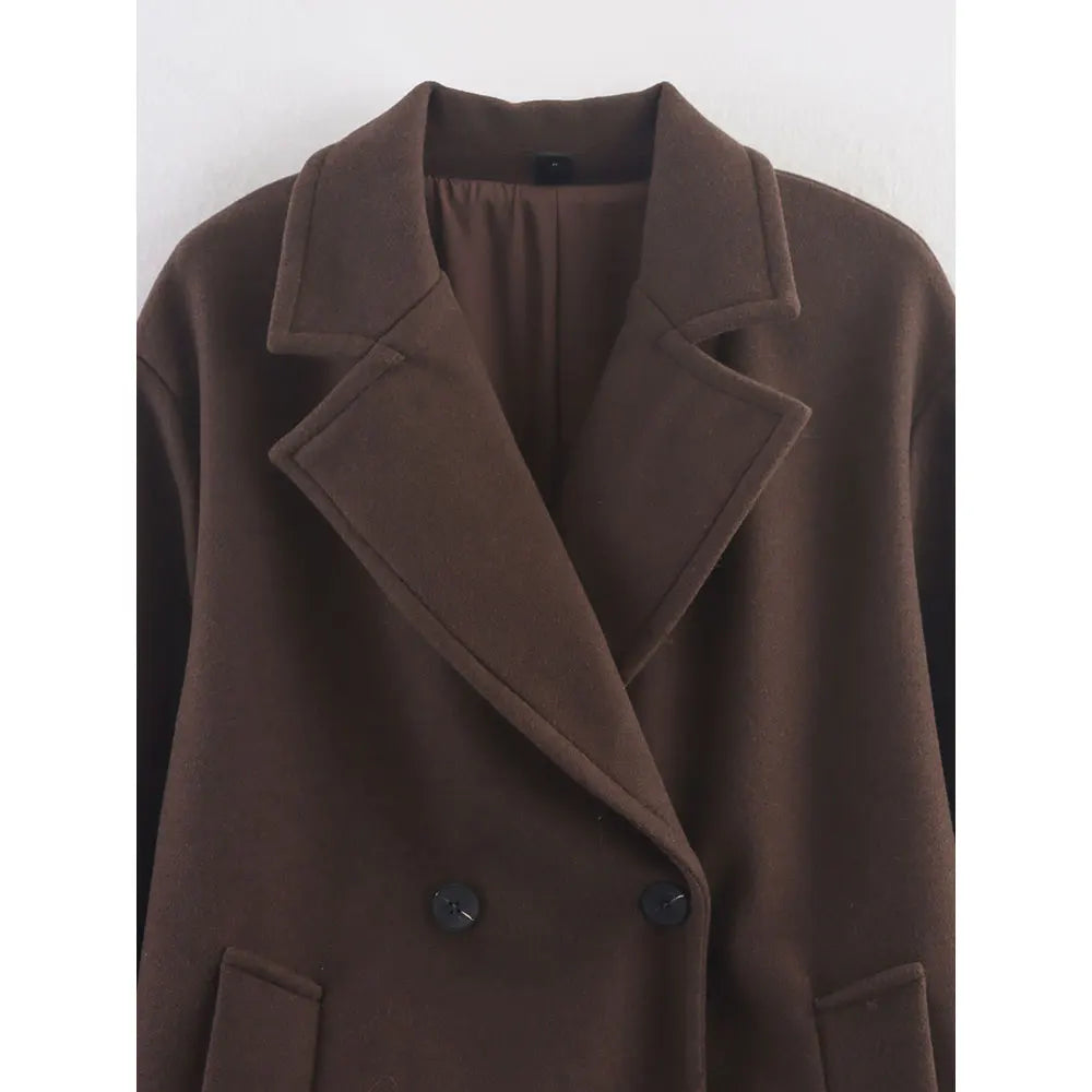 Long Notched-Collar Coat