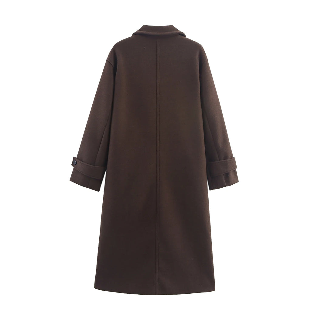 Long Notched-Collar Coat