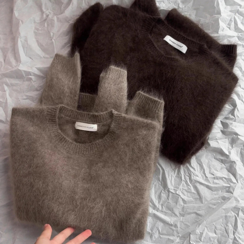 Brushed Knit Crew-Neck Sweater