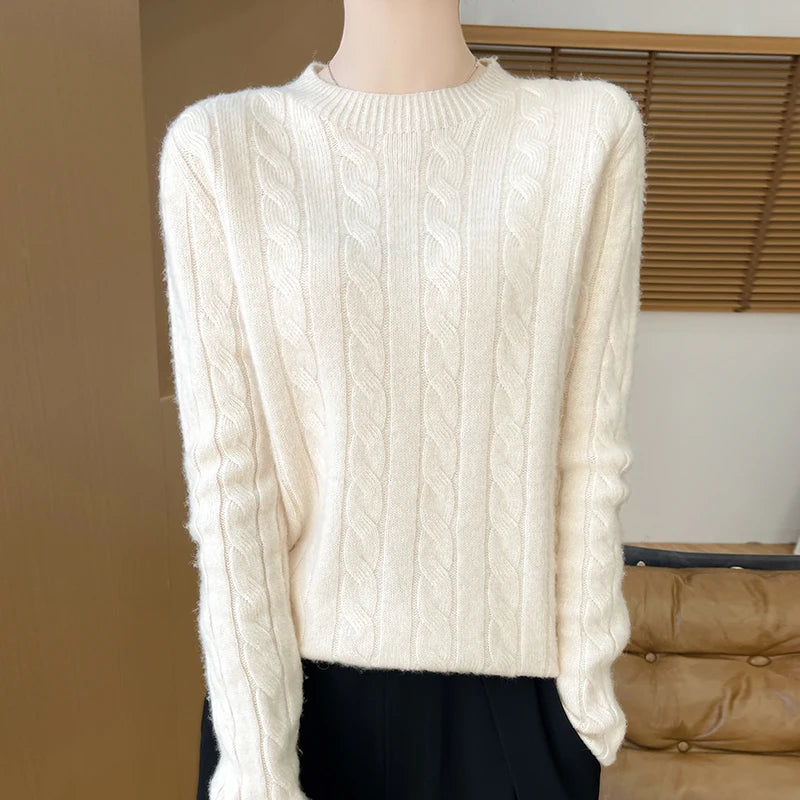 Merino Wool Cable-Knit Sweater
