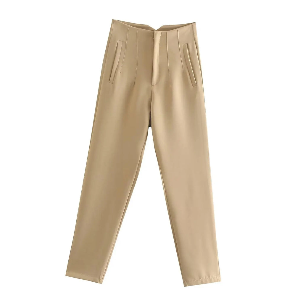High-Waist Straight Trousers