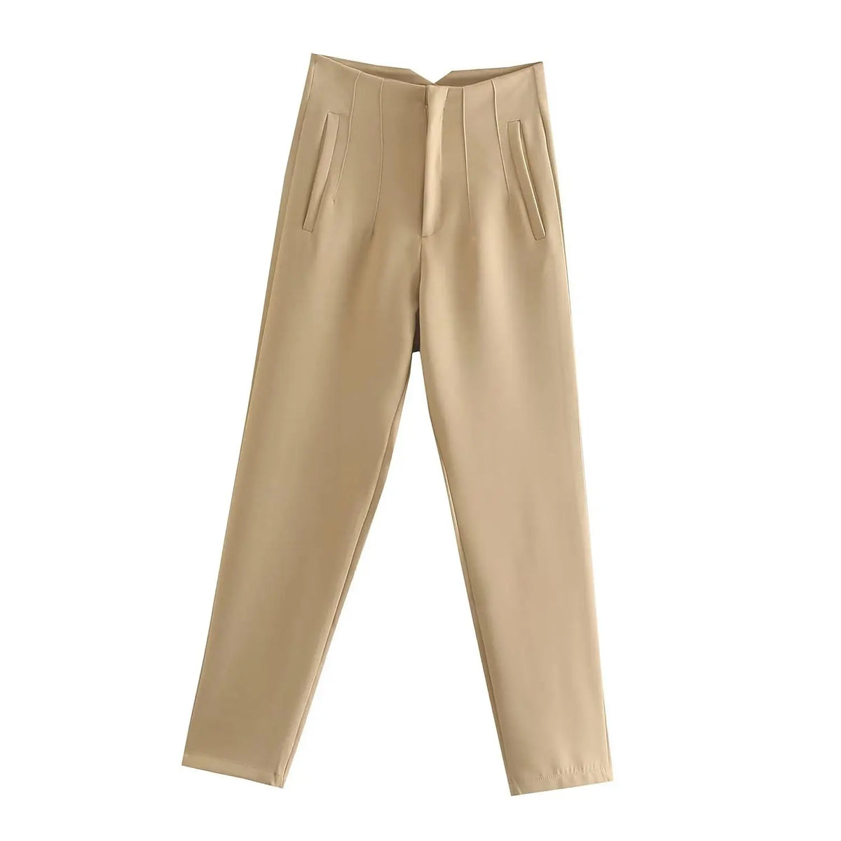 High-Waist Straight Trousers