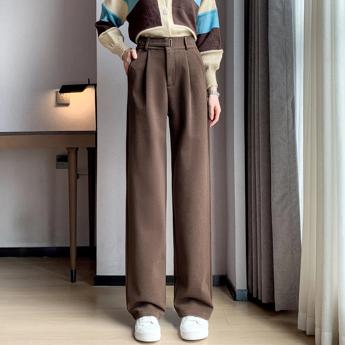 Pleated Wide-Leg Trousers