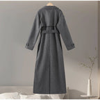 Belted Double-Breasted Long Coat