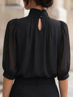 High-Neck Chiffon Blouse