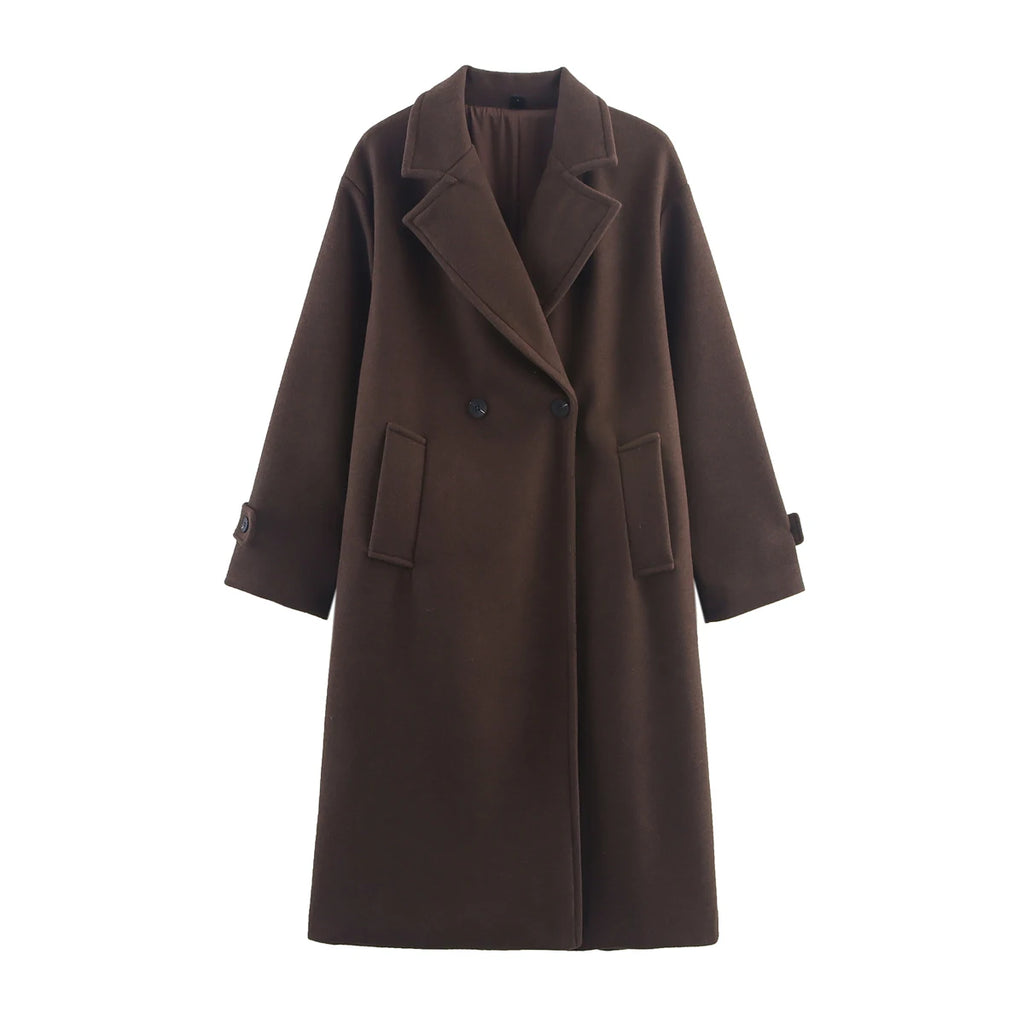 Long Notched-Collar Coat