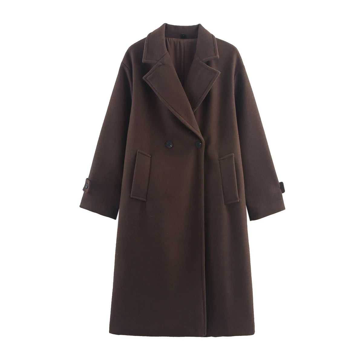 Long Notched-Collar Coat