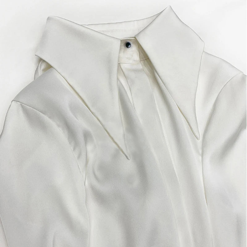 Pointed-Collar Satin Shirt