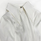 Pointed-Collar Satin Shirt