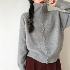 Stand-Collar Button Cardigan