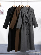 Belted Double-Breasted Long Coat