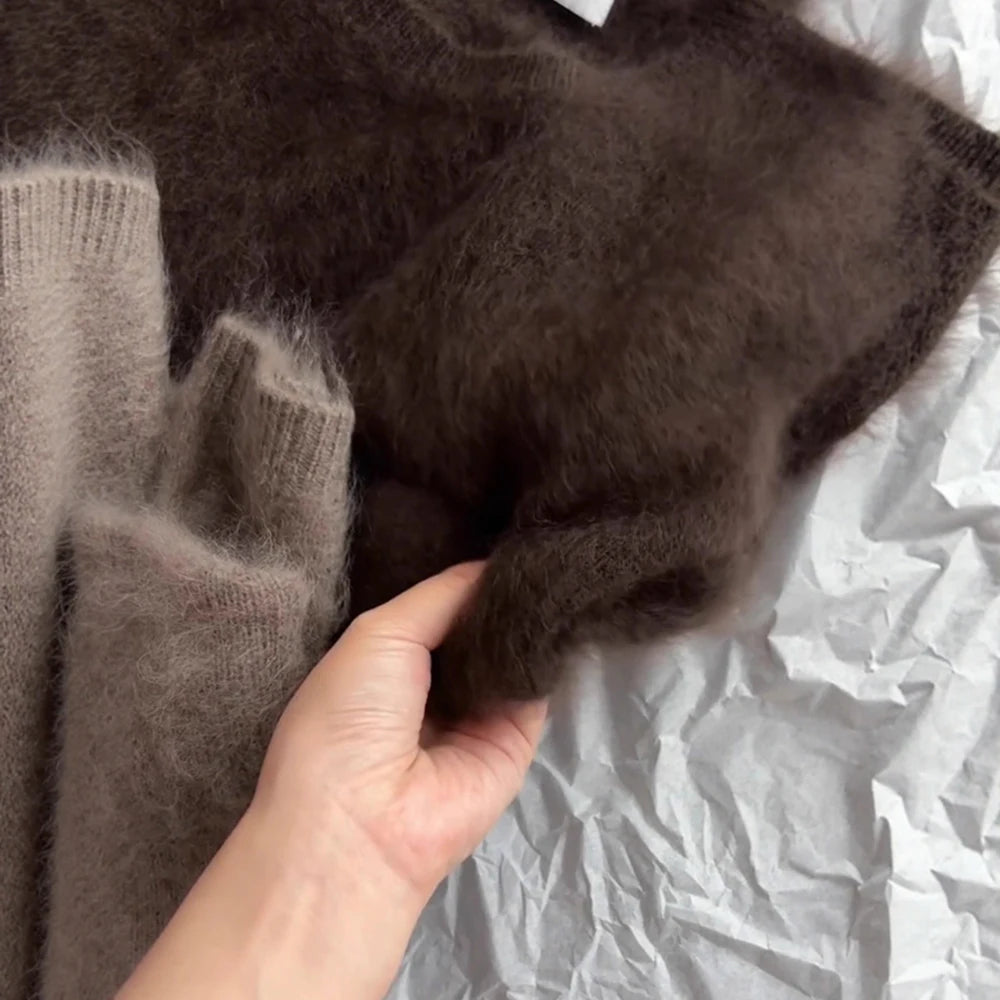 Brushed Knit Crew-Neck Sweater