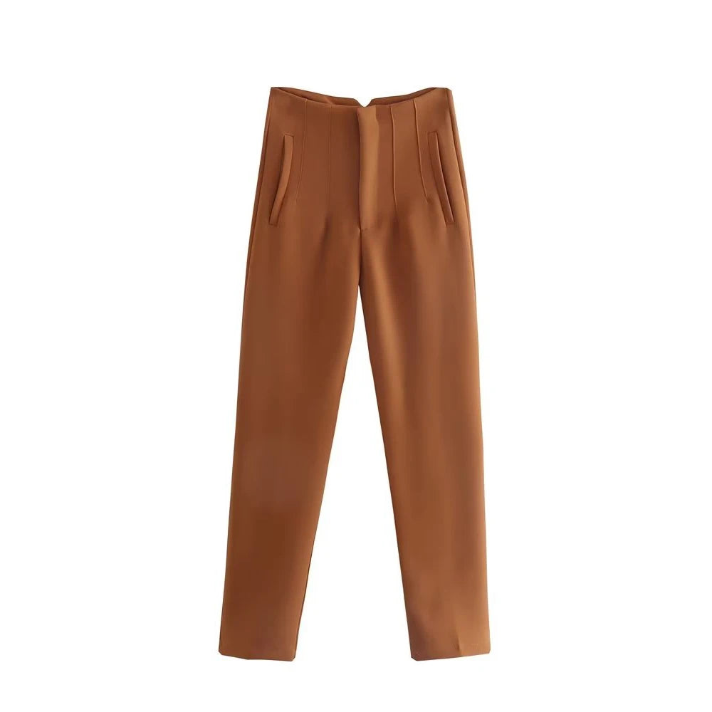 High-Waist Straight Trousers