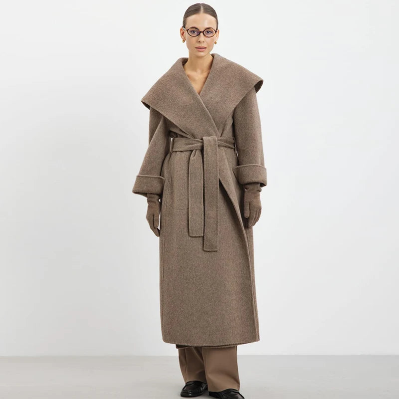 Shawl-Collar Wrap Coat