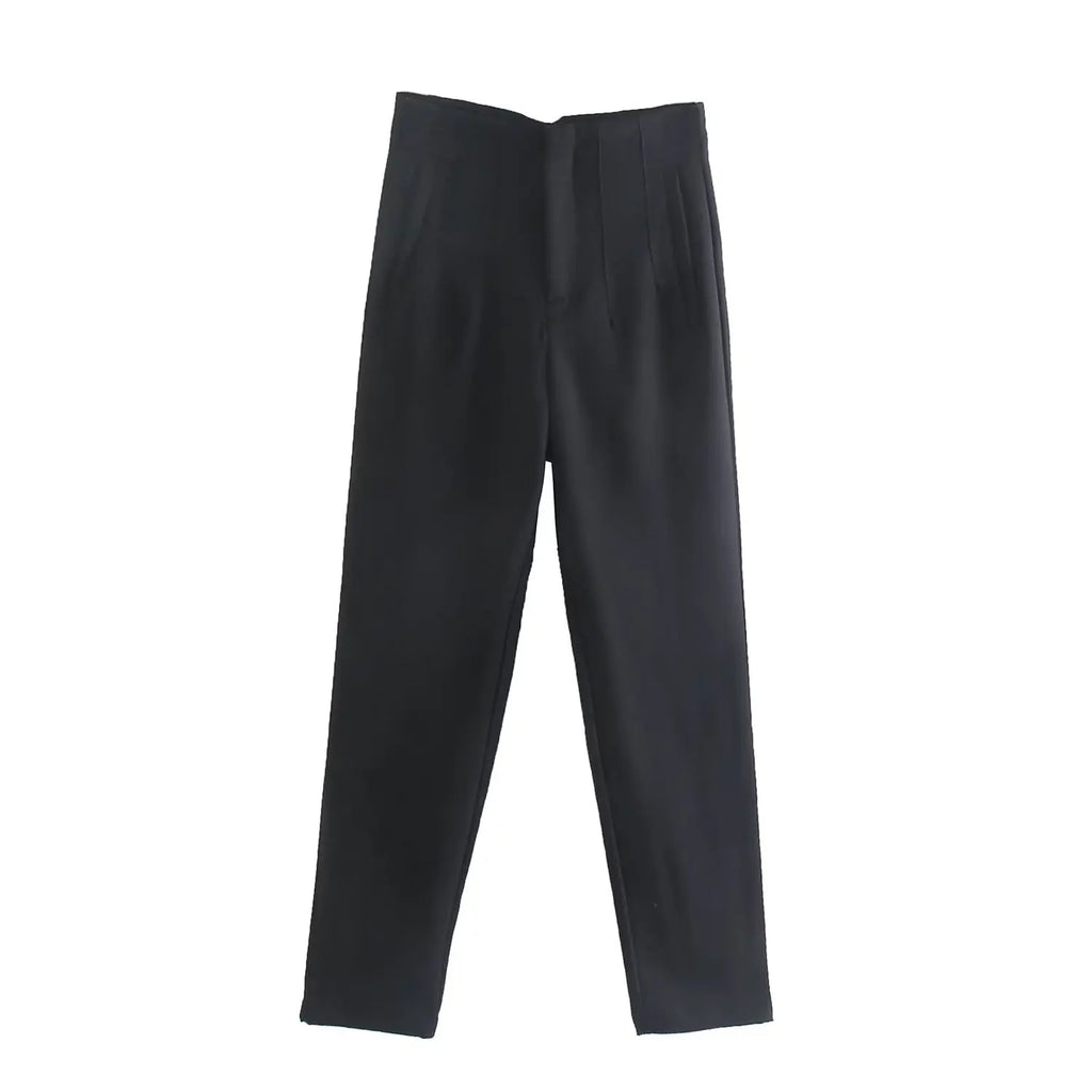 High-Waist Straight Trousers