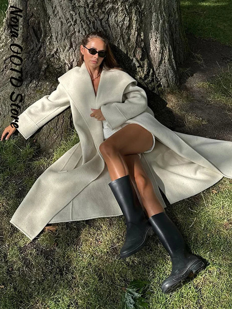 Shawl-Collar Wrap Coat
