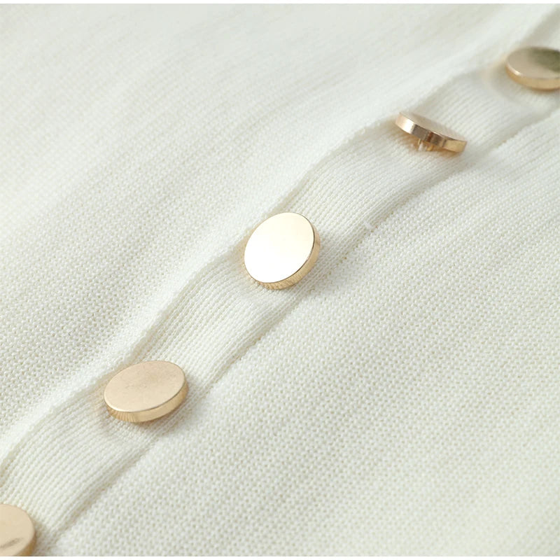 Button-Front Knit Midi Dress