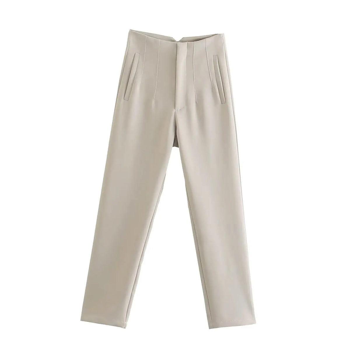 High-Waist Straight Trousers