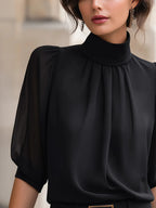 High-Neck Chiffon Blouse