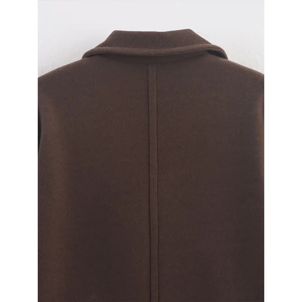 Long Notched-Collar Coat