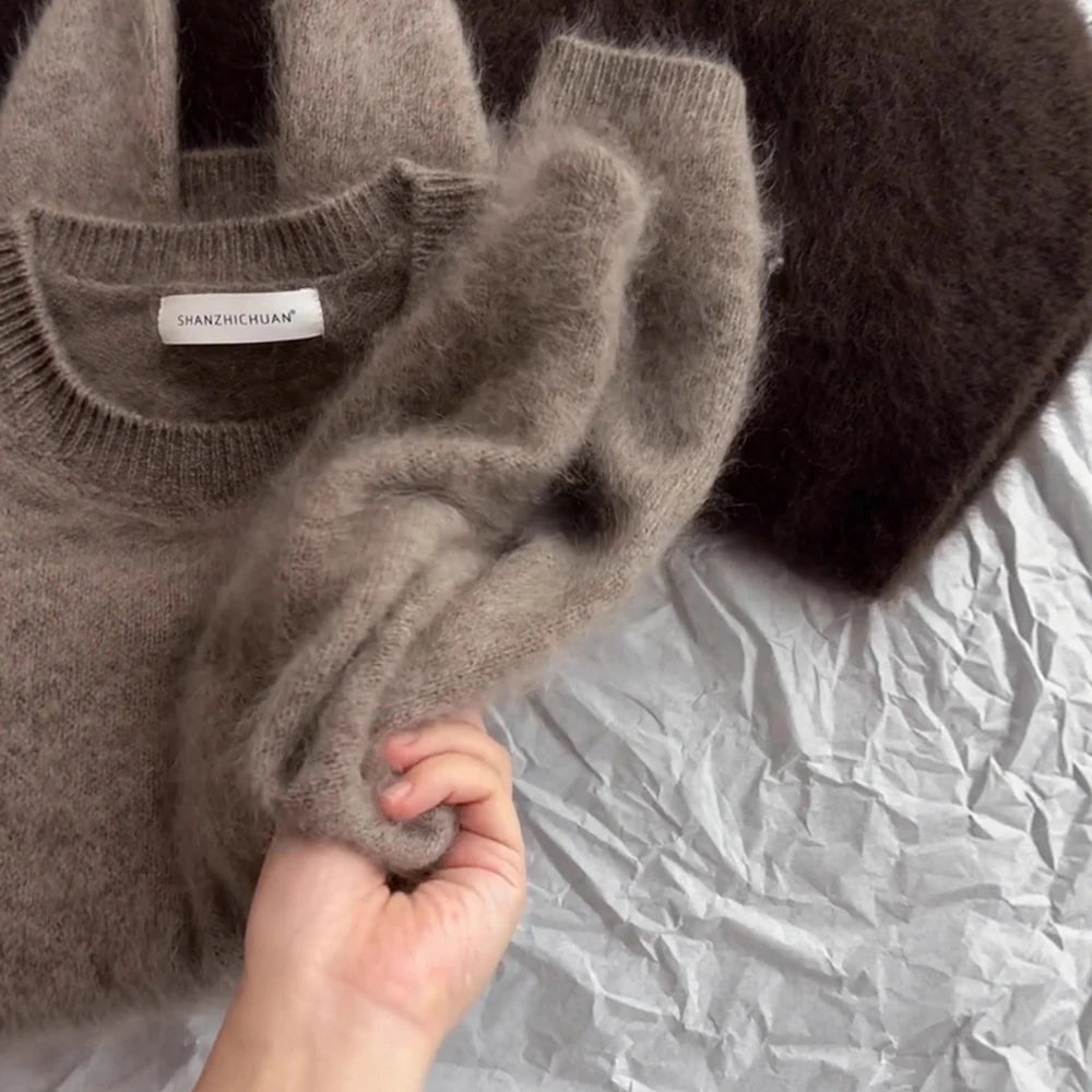Brushed Knit Crew-Neck Sweater