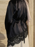 Lace-Hem Satin Blouse