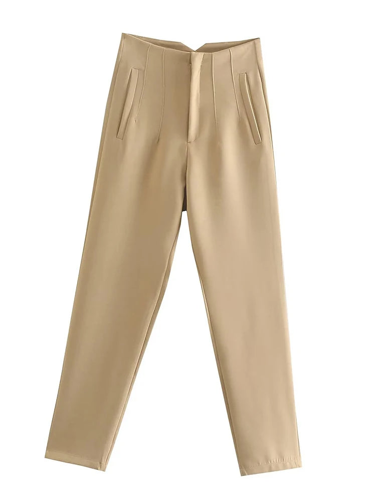 High-Waist Straight Trousers