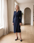 Wrap-Front Blazer Dress in Navy