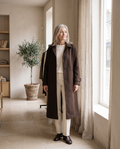 Long Notched-Collar Coat in Chocolate