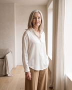 Relaxed Satin Shirt in White