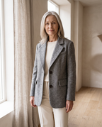 Herringbone Tailored Blazer in Grey